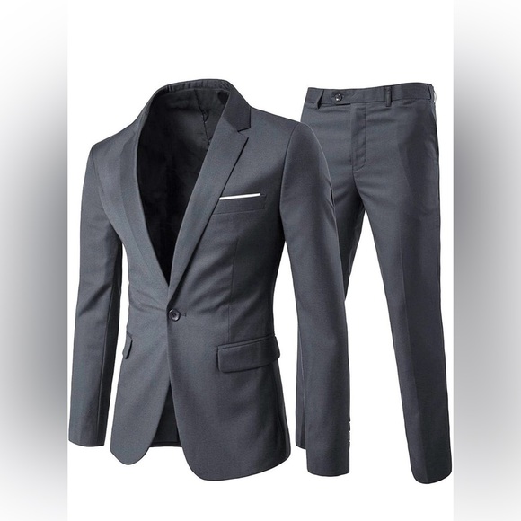 Men’s 2 piece Suits Slim Fit Button Dress Suit Jacket Blazer& Pants set
